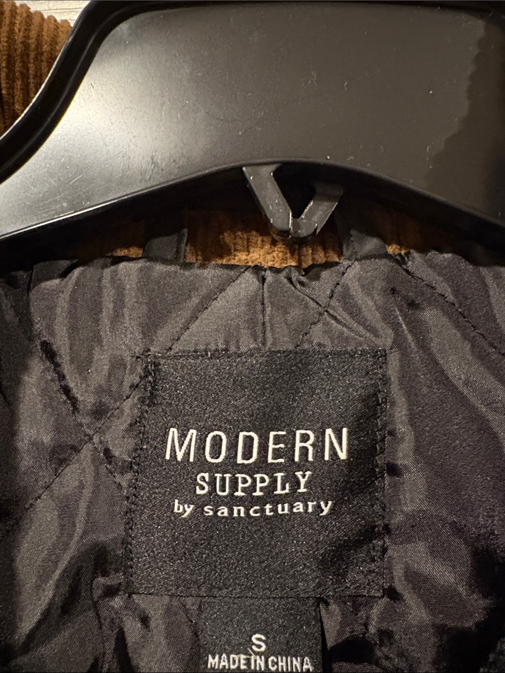 Sanctuary Black Utility Jacket with Brown Corduroy Trimmed Collar - Picture 10 of 11